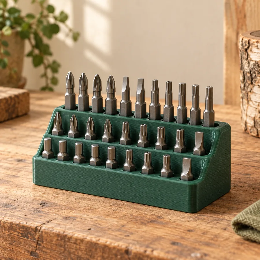 Green garage bit organizer — sample product concept