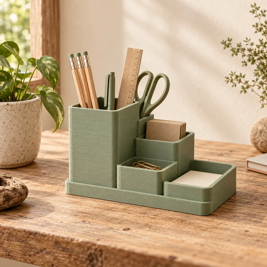 Green modular desk organizer — sample product concept