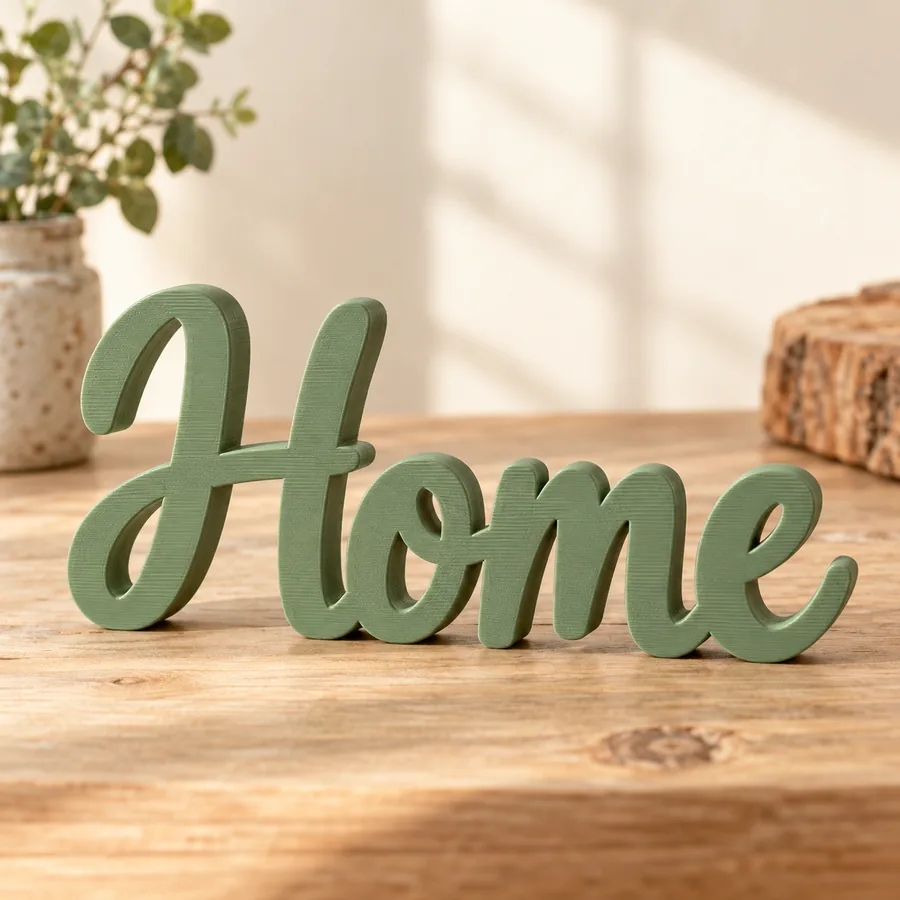 Green decorative Home lettering — sample product concept